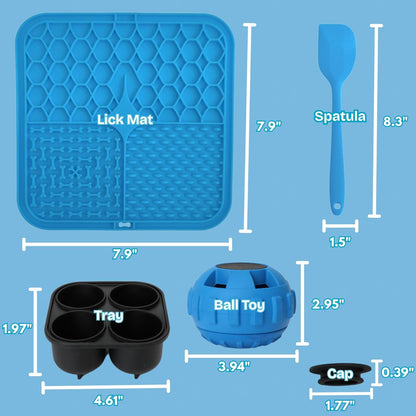 Interactive Frozen Dog Treat Toy Set w/ Tray, Lick Mat & Spatula - Durable Leak-Free Puzzle Toy for Enrichment & Stimulation, Stuffable Treat Dispenser, Reduces Anxiety, For Small, Medium, Large Dogs