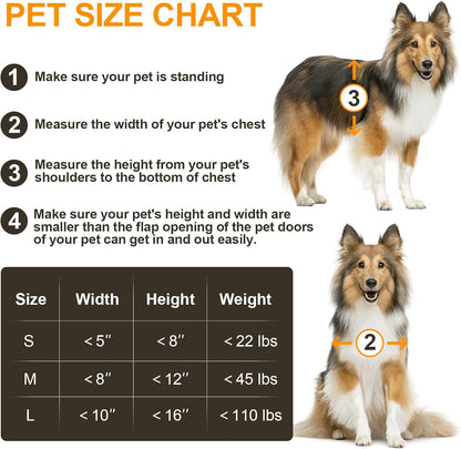 Dog Door for Wall, All Aluminum Large Doggy Door Doggie door, Pet Door Easy to Install, 2 Magnetic Flaps Energy Efficient, Wide Telescoping Tunnel for Interior & Exterior Walls, Pet Up to 110 Lb-Black