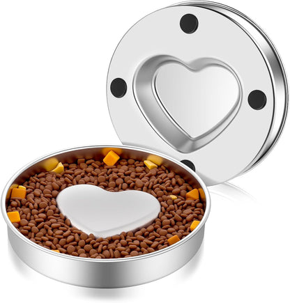 tchrules 2 Pack Slow Feeder Dog Bowls Stainless Steel, 2 Cups Metal Slow Eating Dog Bowl with Non-Slip Pads, Heart Pet Food Bowls for Small Medium Breed Dogs to Slow Down Eating Anti-Gulping