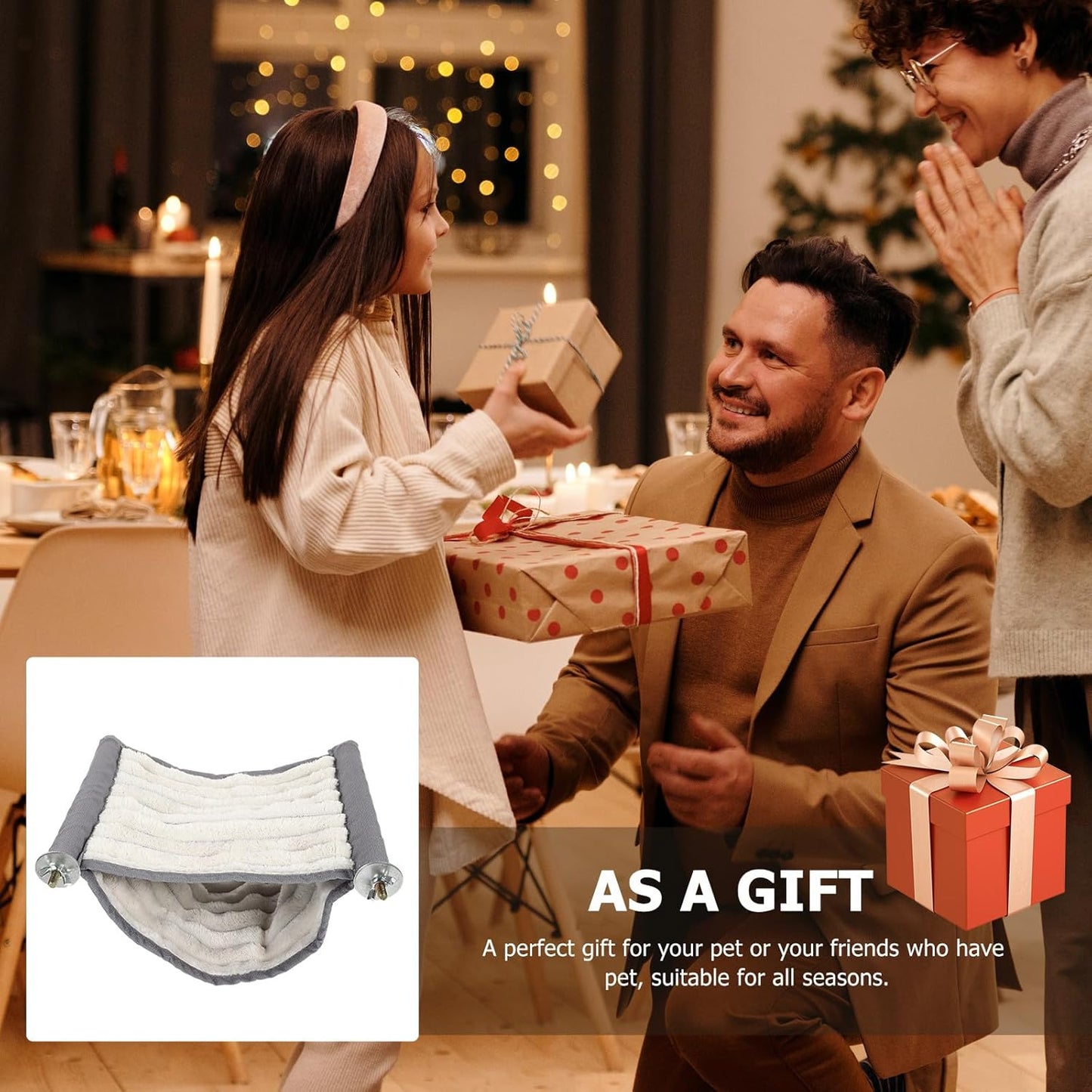 ERINGOGO Hamster Hanging Bed and Small Pet Hammock Detachable Warm Cage Accessory with Soft Fabric for Winter Use in Hamster Cages and Small Animal Habitats