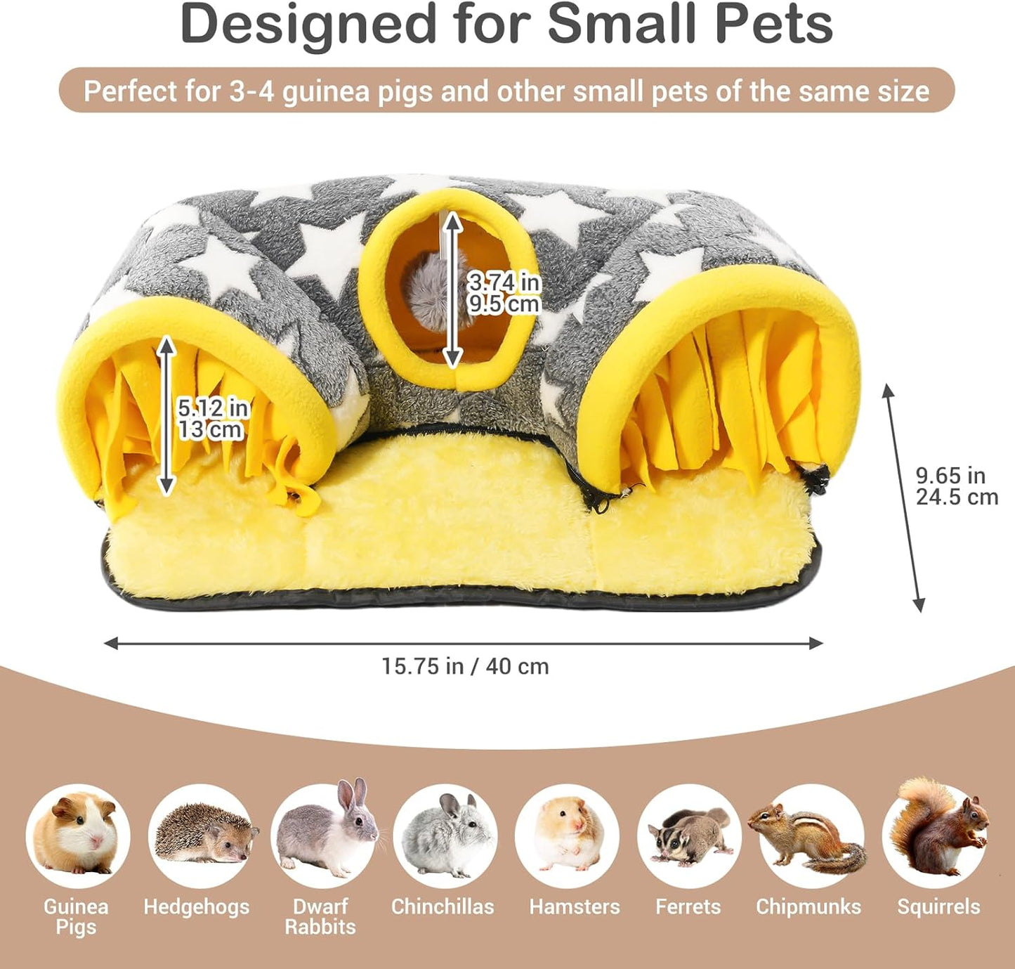 Avont Guinea Pig Hideout Tunnel, Hideaway Play Tube Toys Mat for Small Animal Dwarf Rabbits Chinchillas Hamsters Hedgehogs Ferrets Bearded Dragons and Rats -Star