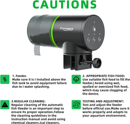 FREESEA Fish Feeder Automatic Dispenser: Aquarium Flakes Food Feeder with Timer Battery
