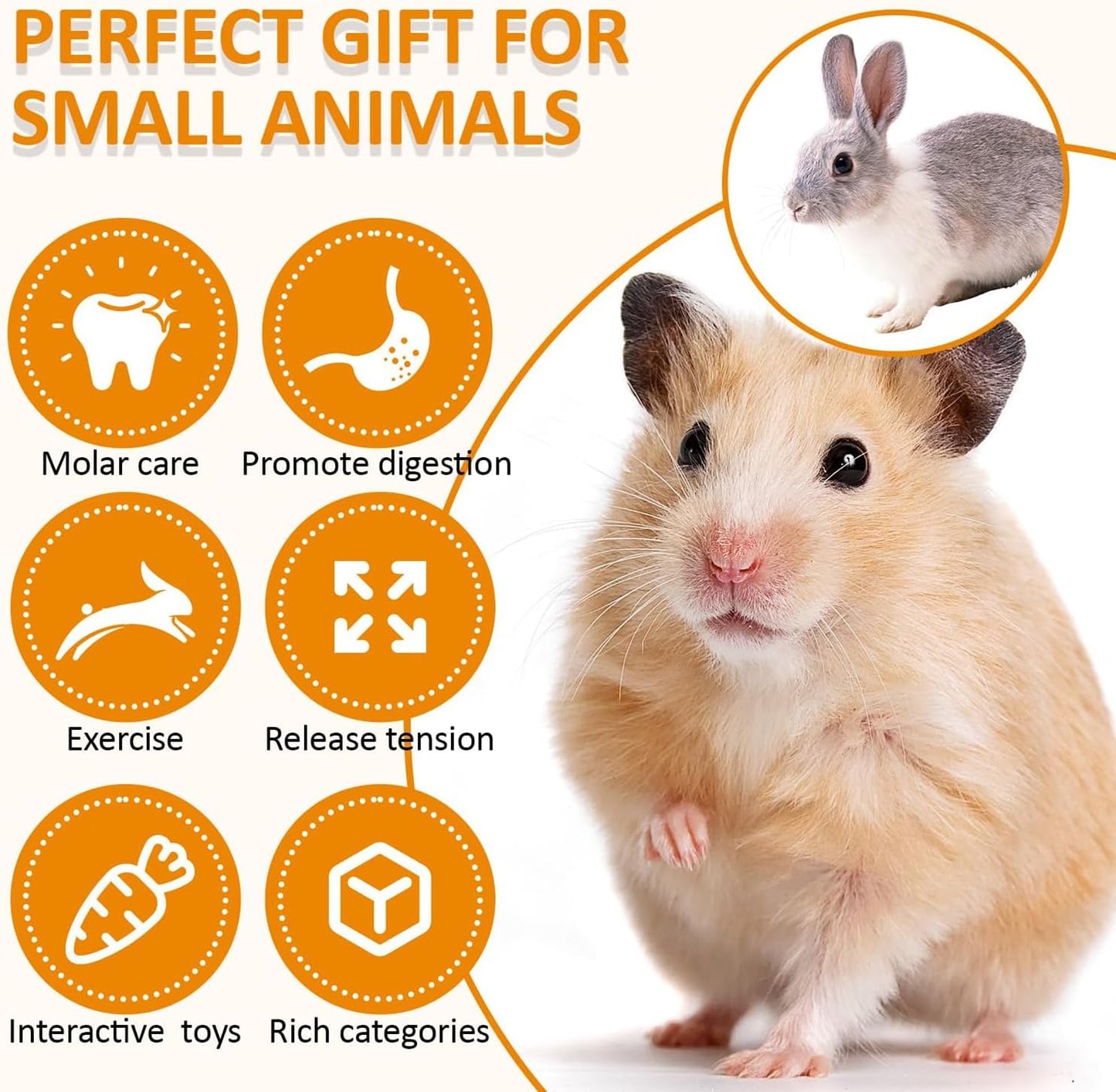 Toys for Rabbit Toys Bunny/Guinea Pig Toys,Bunny Chew Toys for Teeth, Natural Rabbit Toys Apple Wood,Handmade for Guinea Pig Hamster Rat Chinchilla Small Animals Teeth Grinding 20 Pack