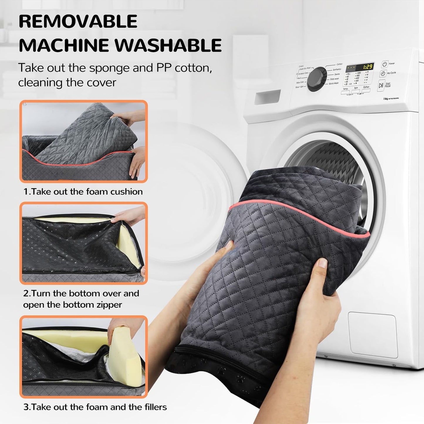 Dog Car Seat for Large Medium Dogs, Detachable Washable Dog Booster Seat Under 55lbs, Pet Car Seat Travel Bed with Thick Cushion and Safety Belt