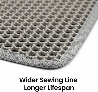 Cat Litter Mat-30"X24" Large Litter Box Mat for Kitty, EVA Honeycomb Double Layer Design, Urine & Waterproof with Unique Handle, Less Waste, Easier To Clean,Non Slip, Gray