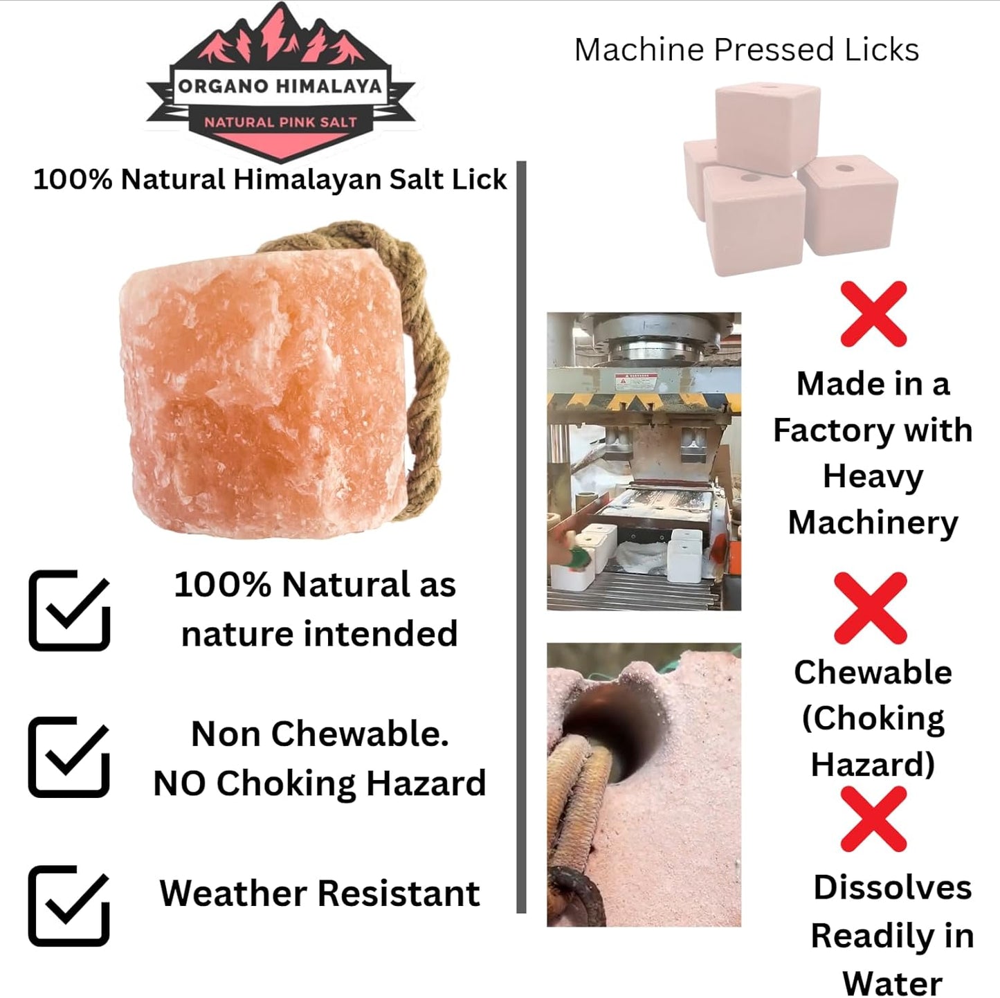 Himalayan Salt Lick On Rope 7.5-8 lb Each (Pack of 4) for Horses, Deer, Goats & Livestock | Natural, Mineral-Rich, Long-Lasting Salt Blocks