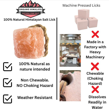 Himalayan Salt Lick On Rope 7.5-8 lb Each (Pack of 4) for Horses, Deer, Goats & Livestock | Natural, Mineral-Rich, Long-Lasting Salt Blocks