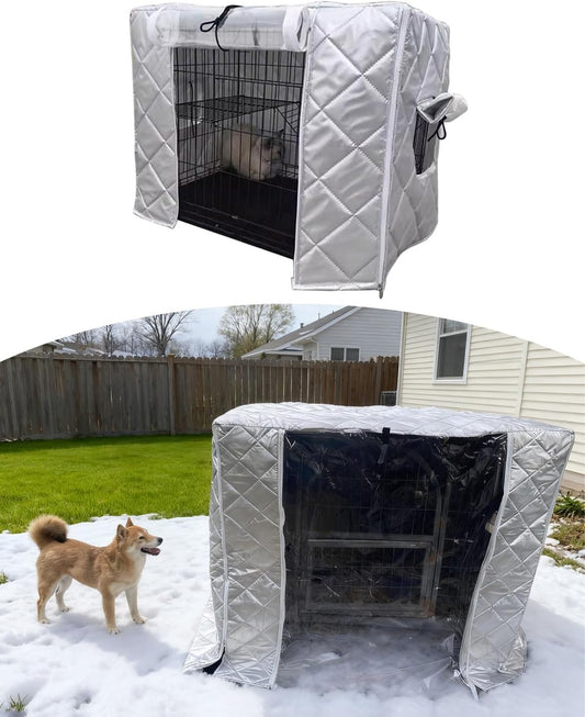 Waterproof Kennel Cover to Keep Warm, Dog Crate Insulated Cover for Cold Weather, Outdoor Yard Cat Cage Enclosure Blanket, Thick Pet House Covers(100x60x70cm (39.4x23.6x27.5in))
