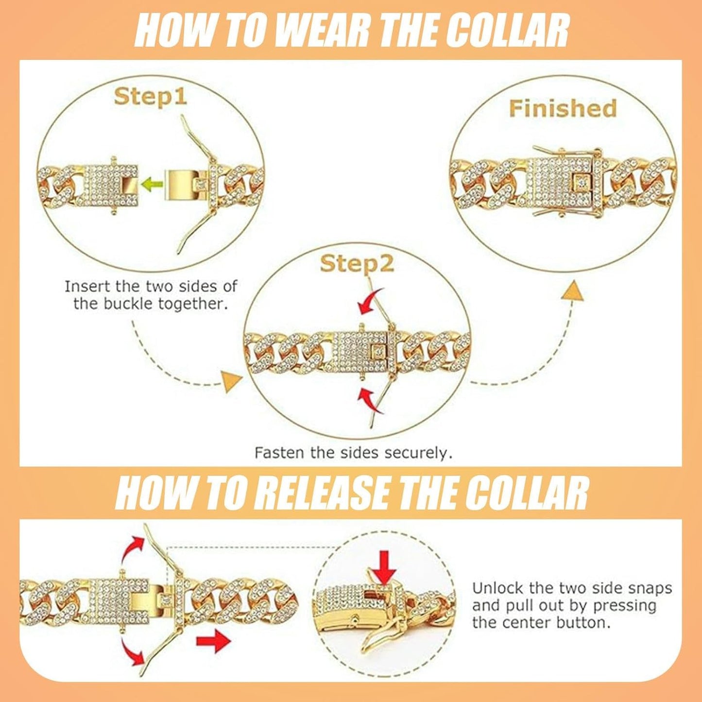 Dog Sunglasses with Rhinestone Diamond Chain Necklace, Cool Glasses Dog Collar Necklace for Cats Dogs Doll, Metal Sunglasses Gold Chain Funny Cute Costumes for Small Pet Holiday Party Costume