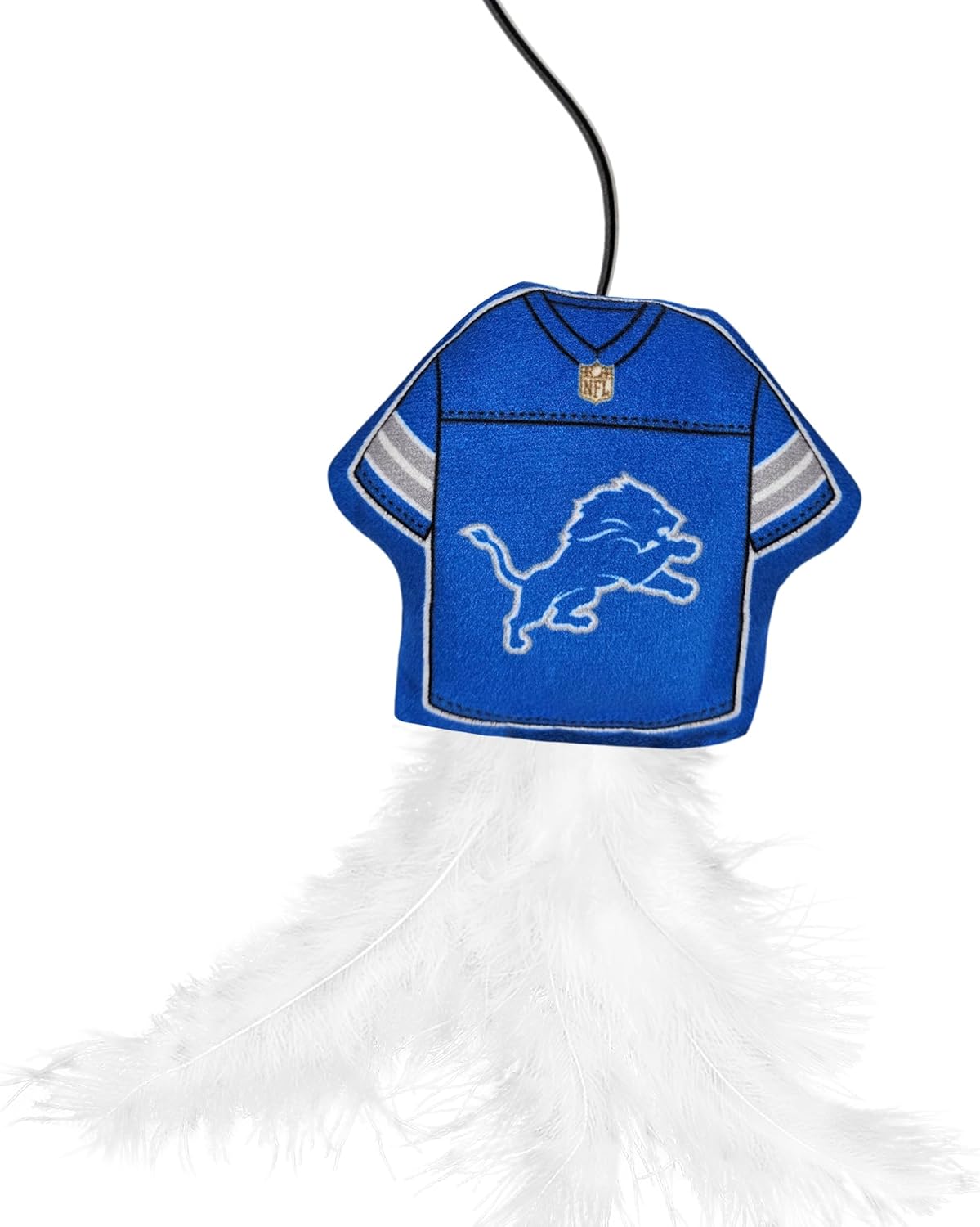 NFL Detroit Lions Cat Toy Wand with Catnip - Team Jersey Shaped Plush Teaser Toy for Cats & Kittens - Interactive Pet Toy for Play & Exercise