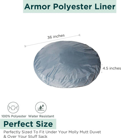 Molly Mutt Water-Resistant Dog Bed Liner, Nylon Bed Liner For Dogs, Easy To Clean, Gray, Round, 36”x36”x4.75”