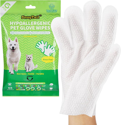 Pet Glove Wipes for Dogs & Cats,Shedding Control, Dander Removal & Paw Cleaning,Reusable Dry Wash Mitt for Daily Use, Travel Essentials for Pets