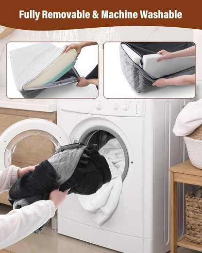 Dog Car Seat for Large Medium Dogs Under 55 lbs, Dog Booster Seat for 2 Small Dogs, Detachable Washable Pet Travel Bed with Thick Memory Foam Cushion, Safety Belt and Storage Pockets | Black