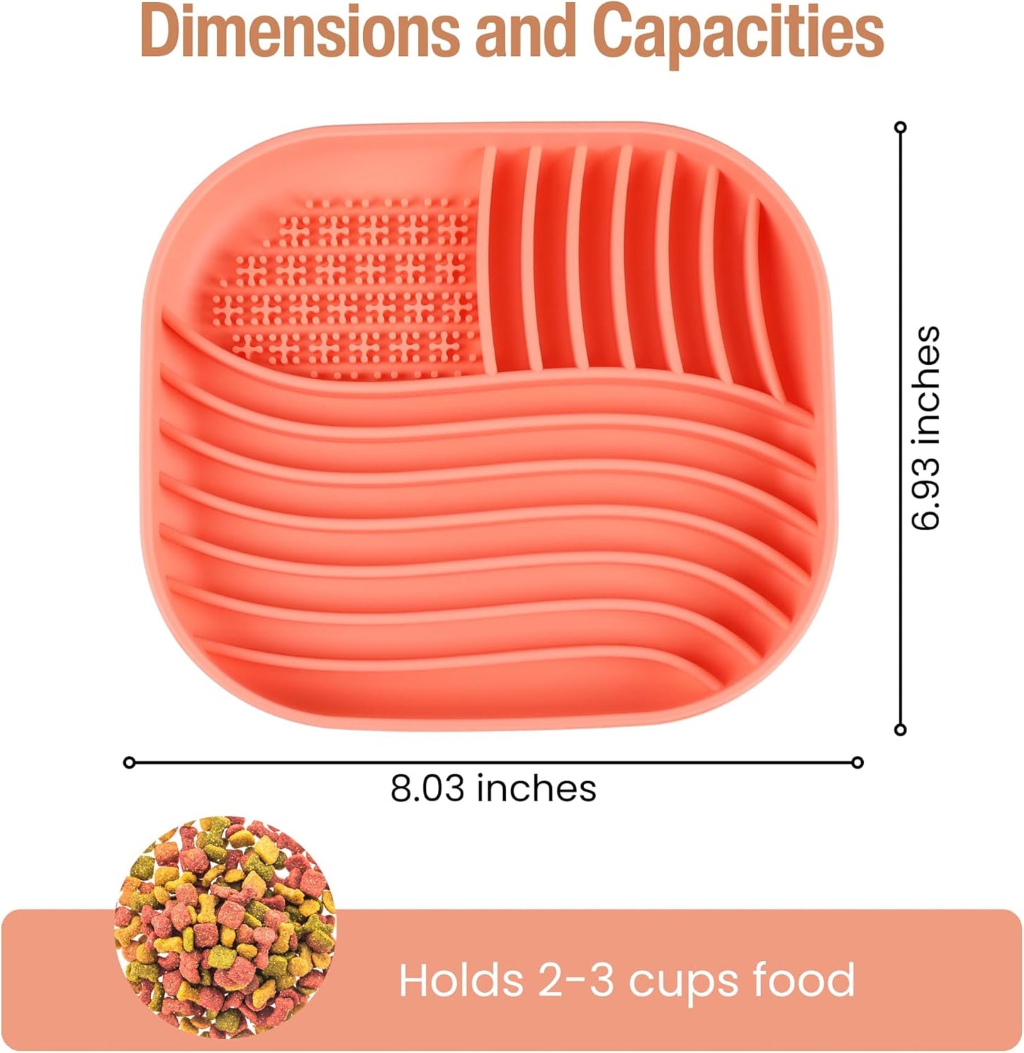 Slow Feeder Bowl With Lick Mat for Medium & Large Breed Dogs - Non-Slip Silicone (Coral)