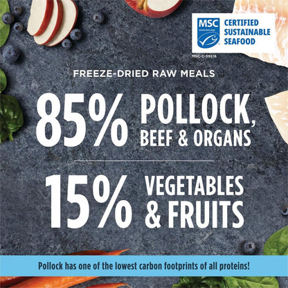 Instinct Freeze Dried Raw Meals, Natural Dry Dog Food, Grain Free - Wild Caught Pollock, 3 oz. Bag