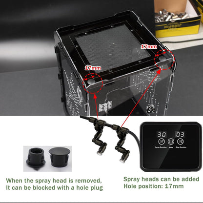 14x10x10 Inch Mechanical Frame Acrylic Terrarium - Front Opening Reptile Enclosure with Magnetic Feeder & Cable Ports, Escape-Proof Habitat for Tarantulas, Mantis, Geckos & Scorpions