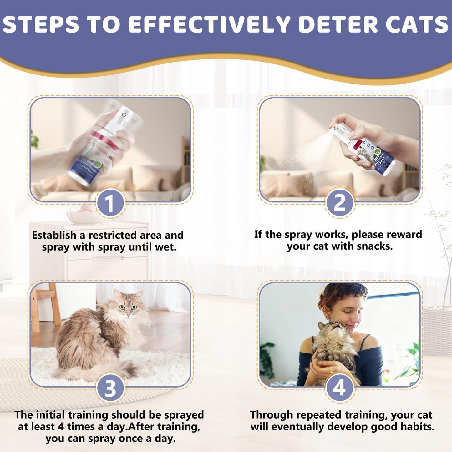 Tetra No Scratch Spray for Cats, Natural Anti Scratch Cat Spray, EffectiAve Cat Bitter Spray for Chewing & Scratching Keep Off Cat Indoor or Outdoor, Protect Furniture, Curtain, Floor & Plant, 50 Ml