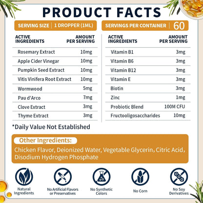 Flea and Tick Support for Dogs and Cats, Natural Flea & Tick Supplement with Probiotics Multivitamin, Supports Healthy Skin Coat & Digestion - All Breeds and Ages - Chicken