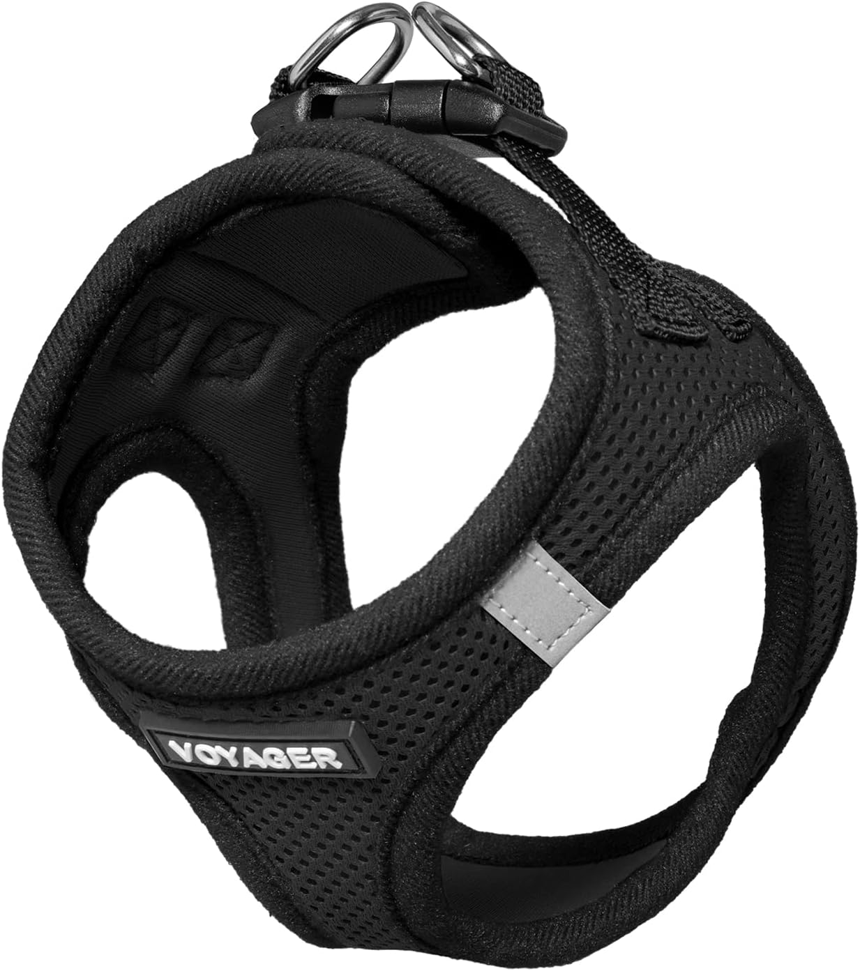 Best Pet Supplies Voyager Step-in Air Harness - All Weather Mesh, Reflective, No Pull Harness for Dogs, Cats - Secure with Hook & Loop Fastener, Buckle, Double D-Rings - Black, S