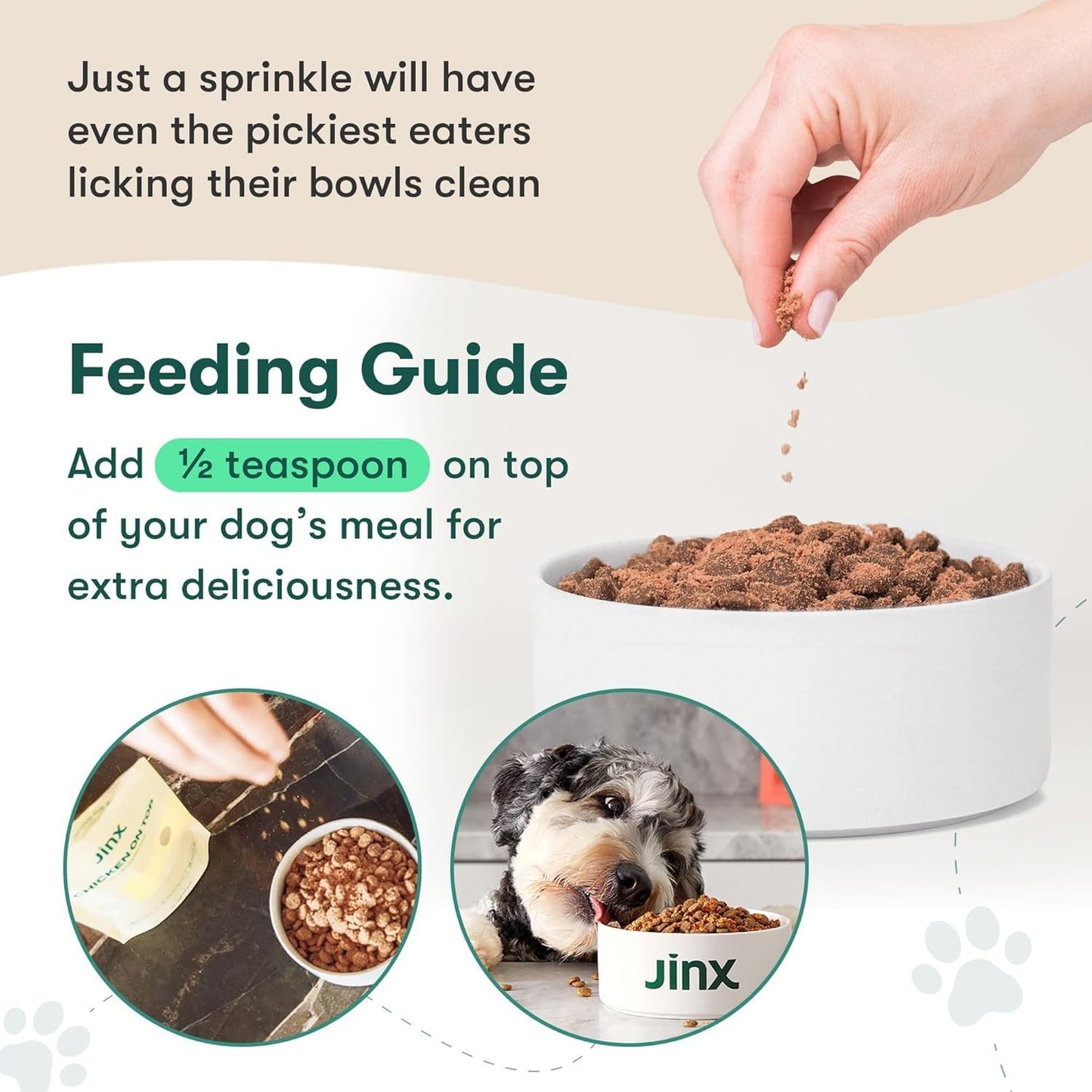 Jinx Premium Freeze-Dried Dog Food Toppers, Chicken on Top - Healthy & Natural Meal Toppers for Dogs with Real Chicken with Real Ingredients & No Fillers - Pet Products for All Lifestages - 3oz