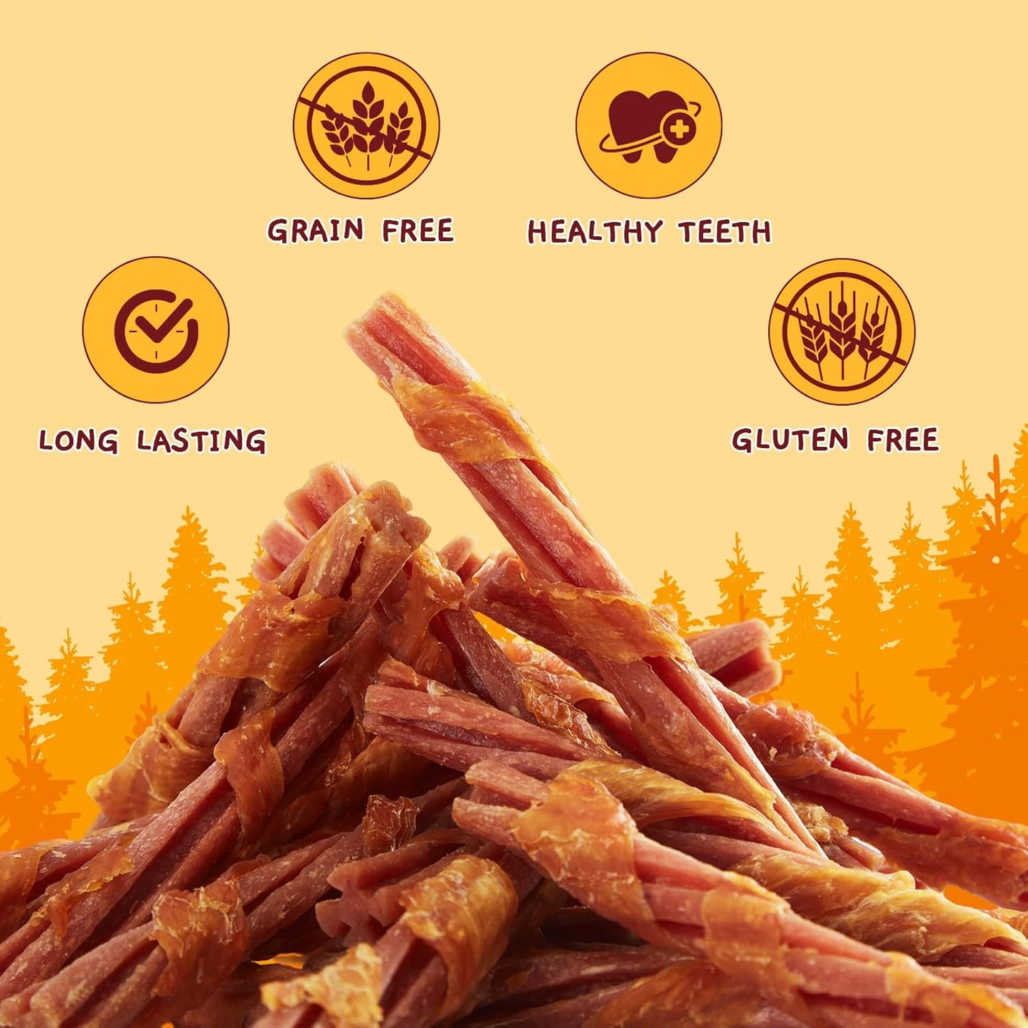 Jungle Calling Beef Collagen Sticks, Long Lasting Dog Chews, Chicken Wrapped Treats, Rawhide Alternative for Small Medium Large Dogs, Dental Health, Beef Lung Flavored Bones,14.1 oz