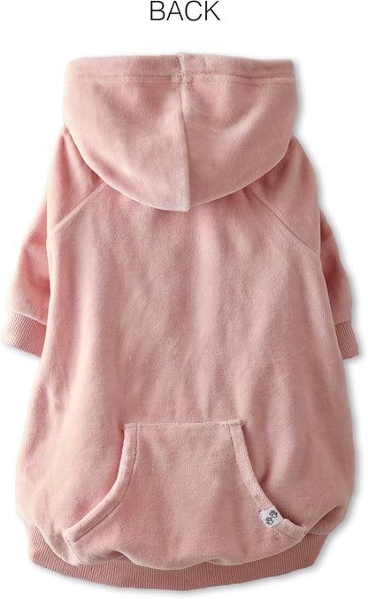 Cooper II Organic Cotton Velour Dog Hoodie Pet Coat for Small, Medium and Large Dogs, Pink, Medium