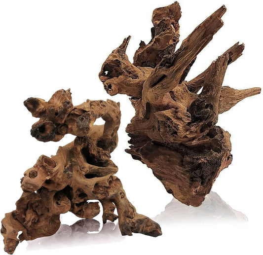 Tfwadmx Aquarium Natural Driftwood Decor Wood Branches, 2 Pieces 8.5-12" Fish Tank Driftwood Decoration, Terrarium Mopani Wood for Aquarium Freshwater Reptile Tank