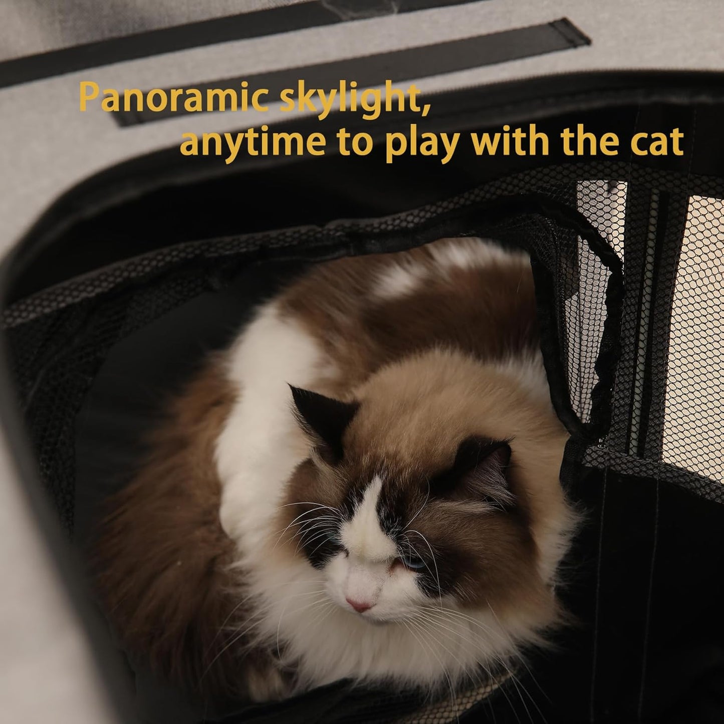 ALGALBLOOM Portable Rectangular cat Litter House, Large Space Foldable cat Bed, top with Detachable Zipper, Indoor and Outdoor Dog and cat enclosures, Easy to Assemble (Grey, M(27"×22"×18")