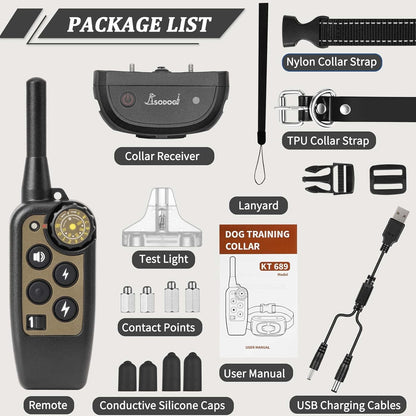 Dog Training Collar with Remote 2000ft, 100% Waterproof Shock Collar for Large Medium Dogs(8-150lbs) with Beep Vibration Shock, Rechargeable Electric Dog Collar with Intensity Dial Knob