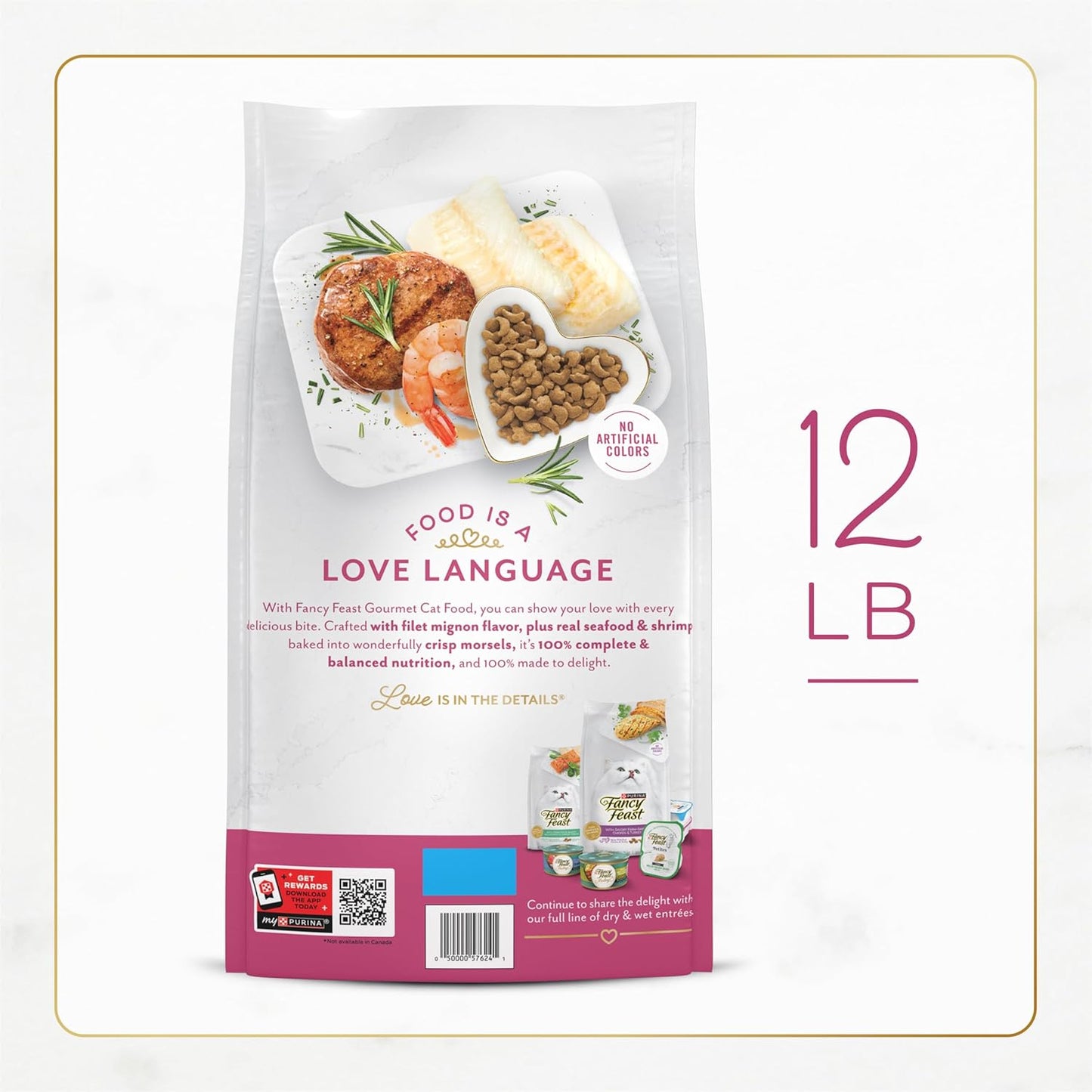 Purina Fancy Feast Dry Cat Food Filet Mignon Flavor with Seafood and Shrimp - 12 lb. Bag