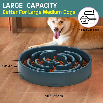 WHIPPY Large Slow Feeder Dog Bowls for Large Medium Dogs Anti-Chocking Slow Feeding Maze Dog Food Bowl Slow Eating Interactive Bloat Stop Puzzle Bowl,Blue