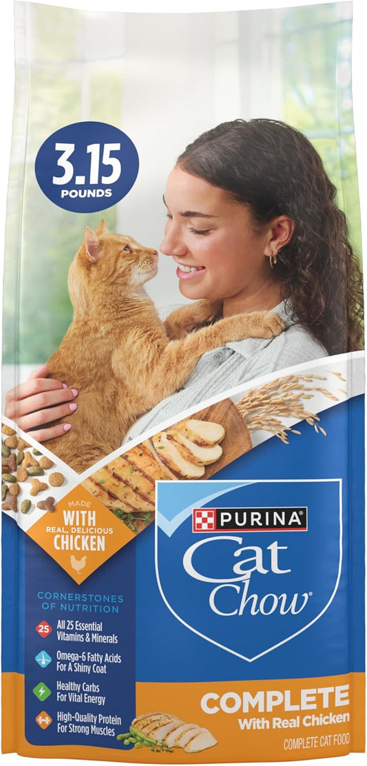 Purina Cat Chow Complete High Protein Dry Cat Food With Real Chicken - (Pack of 4) 3.15 lb. Bags