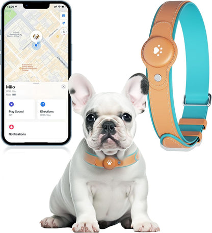 2-in-1 GPS Tracker for Dogs: Smart Collar with Real-Time Location, No Monthly Fee, Unlimited Range (iOS Only) GPS Tracker Dog Collar- Ideal for Small, Medium Large Dogs(Tracker Included) (Brown)