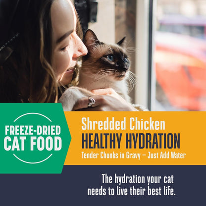 Whole Life Cat Freeze Dried Cat Food - Human-Grade Wet Food Toppers, Single Ingredient Snack & Lickable Treats, Instantly Hydrating Natural Broth Just Add Water, Made in USA - Shredded Chicken, 4.5 Oz