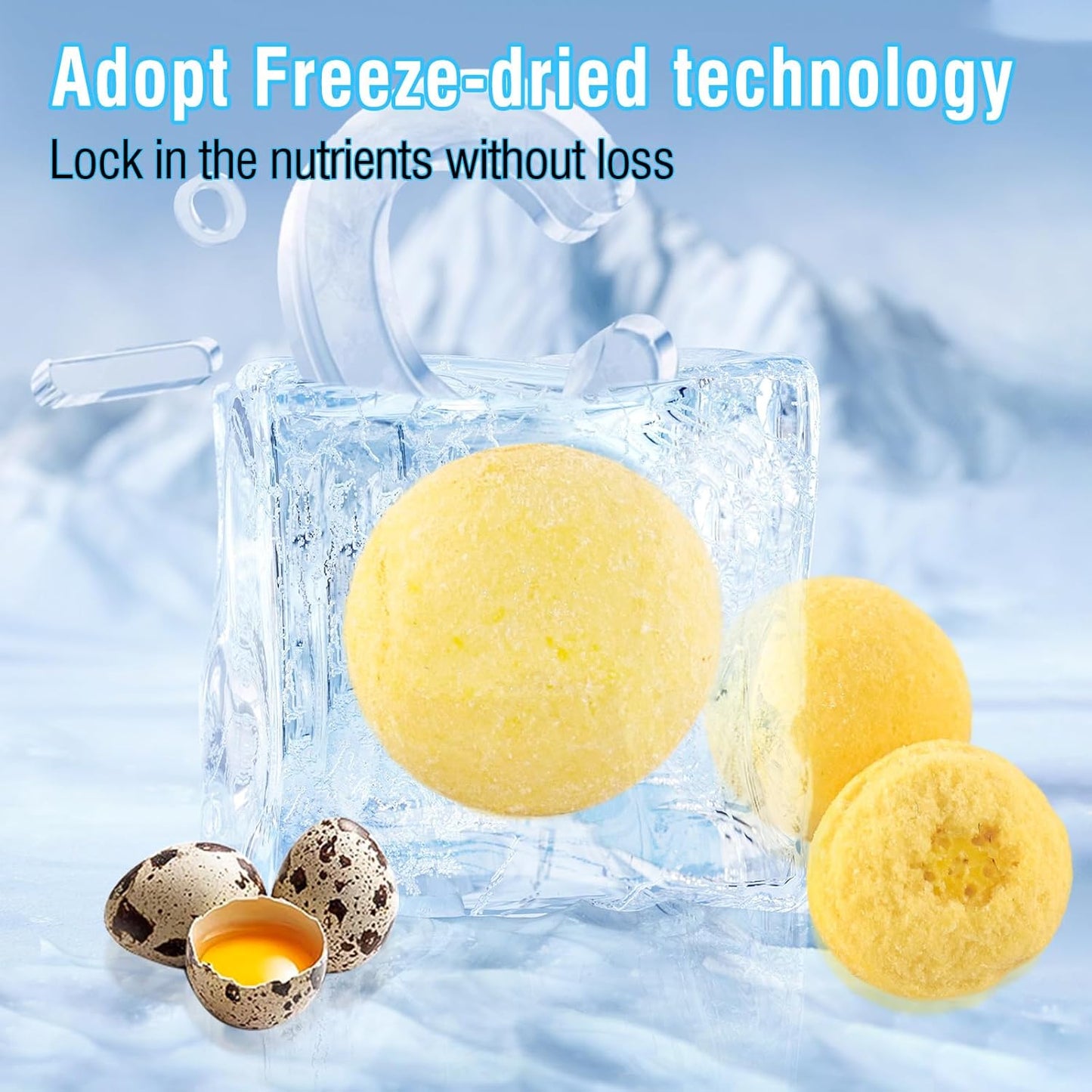 3.52oz/100g Freeze Dried Quail Egg Yolk, Cat and Dog Treats, Single Ingredient Pet Snacks, Healthy Tasty Dry Pet Food