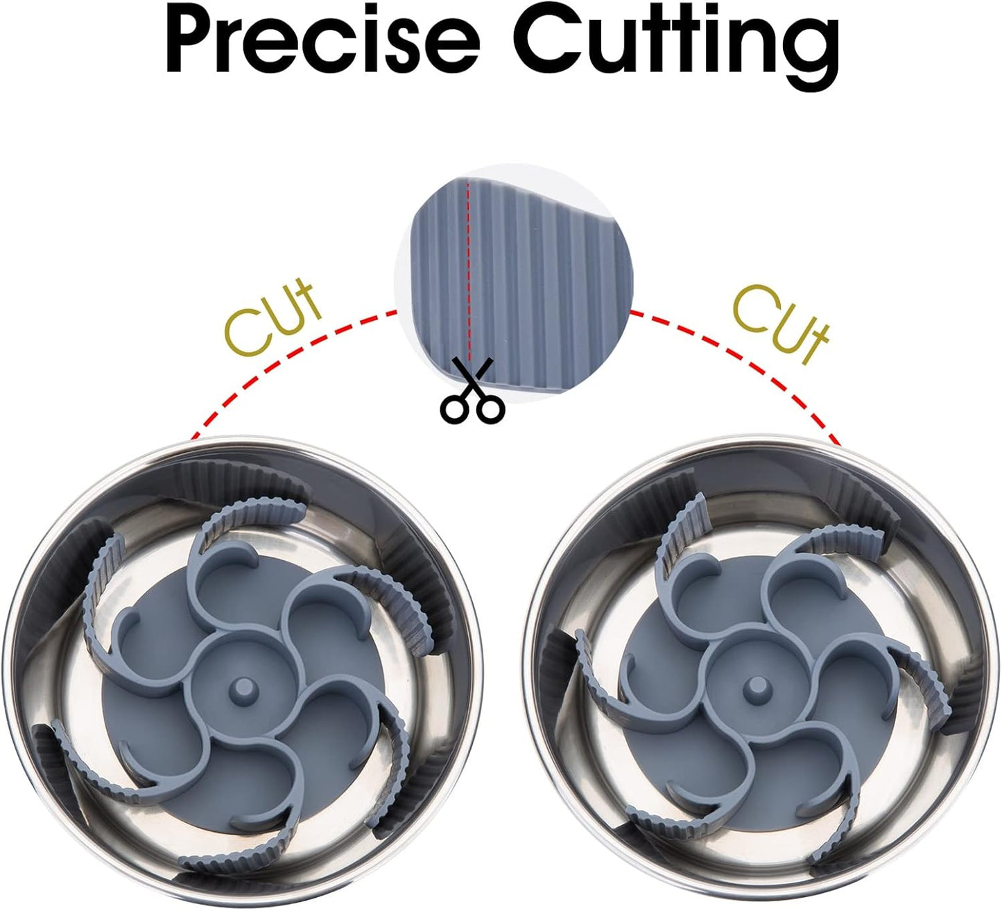 Slow Feeder Dog Bowls Insert [Octopus Suction Cups] Super Firm Slow Eating Dog Bowl [Cuttable] for Large Breed and Medium Size Dog Compatible with Regular and Elevated Dog Bowls (Turbine)