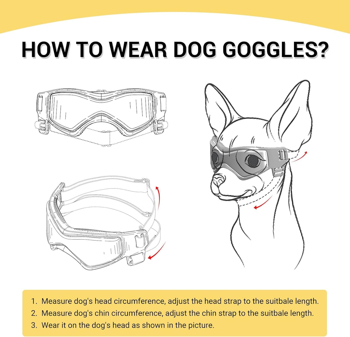 PETLESO Dog Goggles Small Breed, Dog Sunglasses UV Protection Puppy Eyewear for Small Pet Outdoor Riding Driving, Orange S