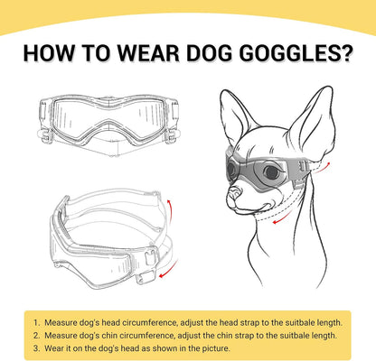 PETLESO Dog Goggles Small Breed, Dog Sunglasses UV Protection Puppy Eyewear for Small Pet Outdoor Riding Driving, Orange S