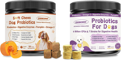 Probiotics for Dogs Soft Chews & Freeze Dried, Pumpkin Flavor