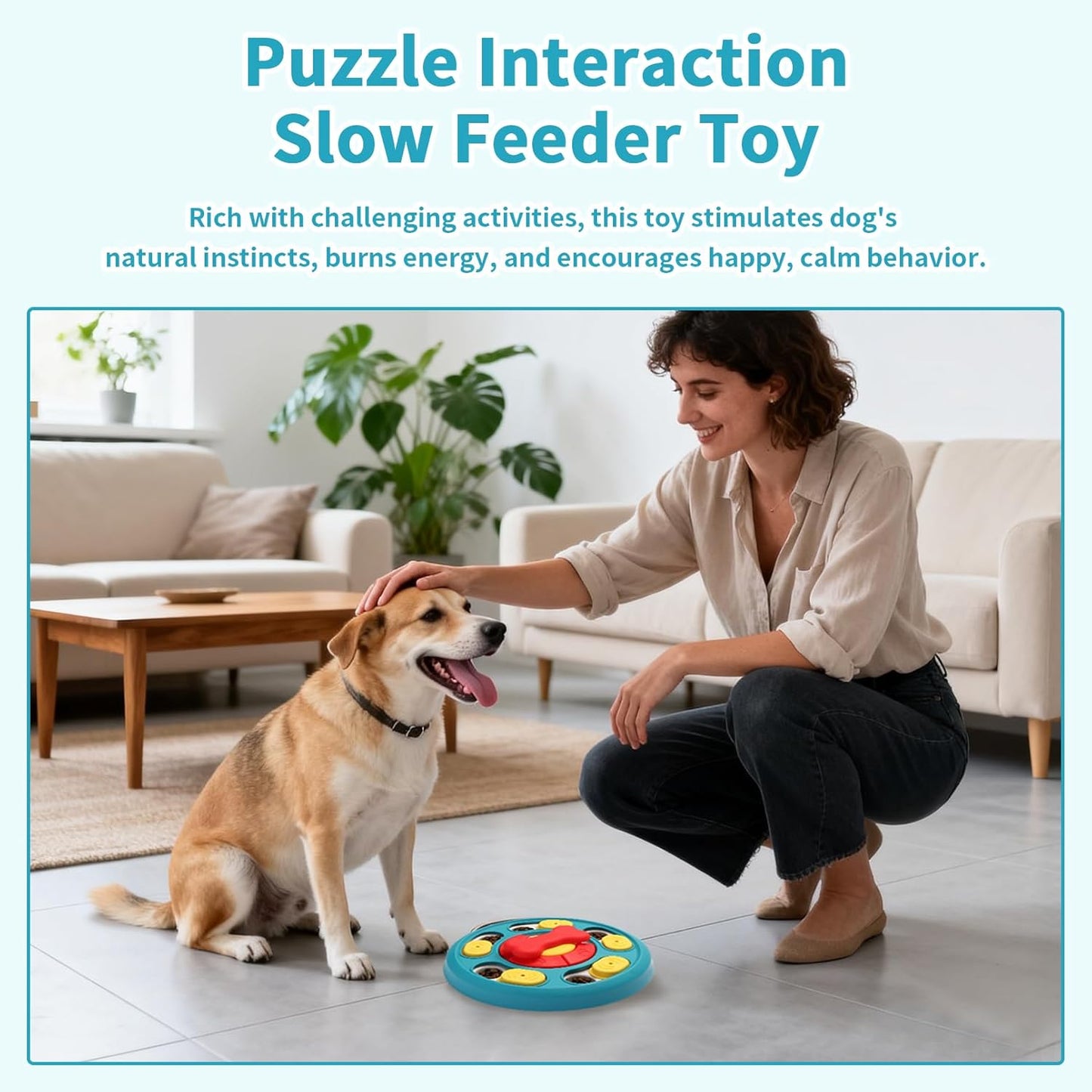 Interactive Dog Toys, Dog Puzzle Toy, Treat Dispensing Enrichment Toys, Food Feeder Toys for IQ Training & Mental Enrichment, Slow Feeder Bowl for Small Medium Large