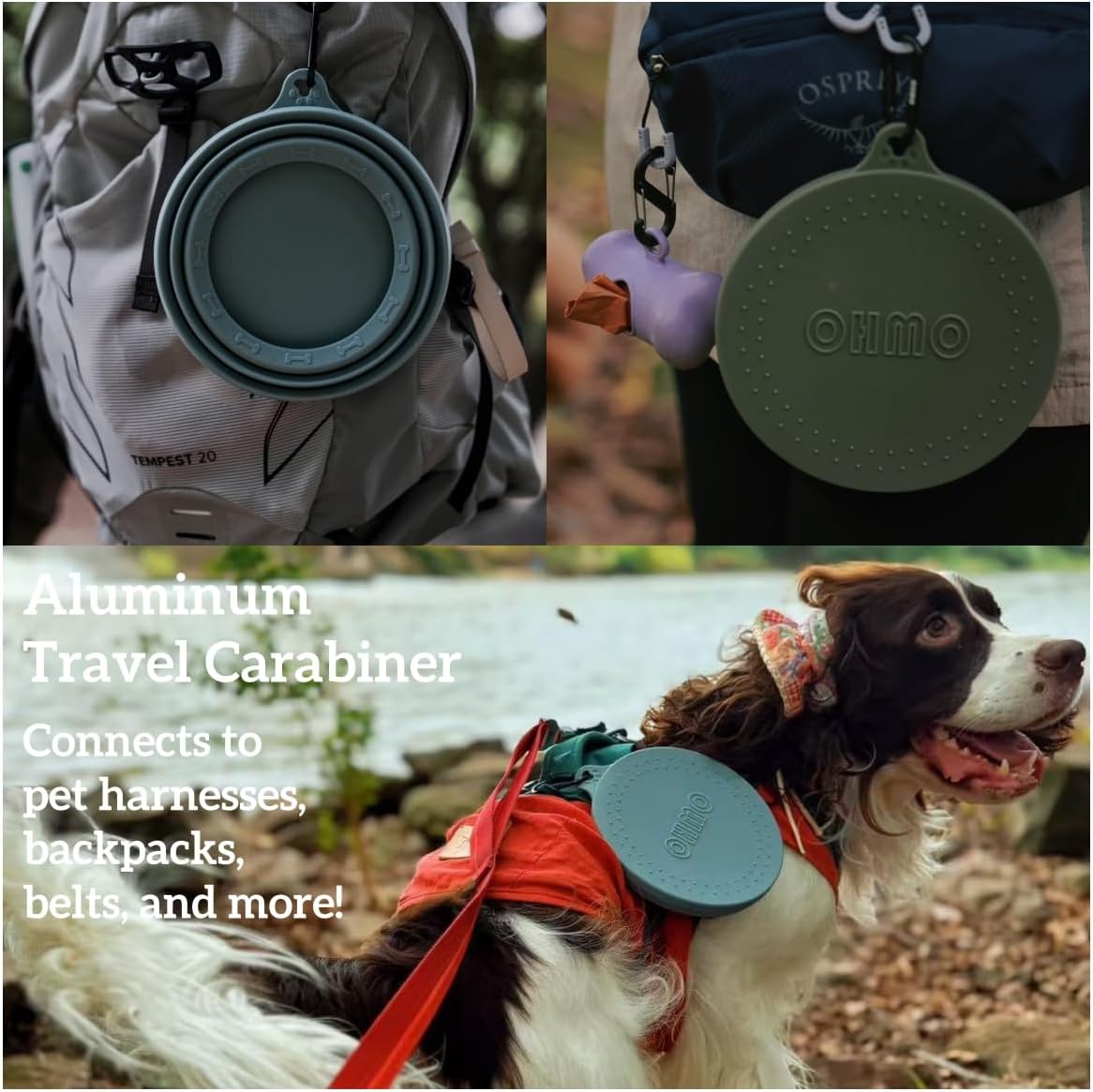 OHMO Lick Mat for Dogs and Cats(Small, Camo&Light Green, 2pcs)&No Spill Collapsible Dog Water Bowl