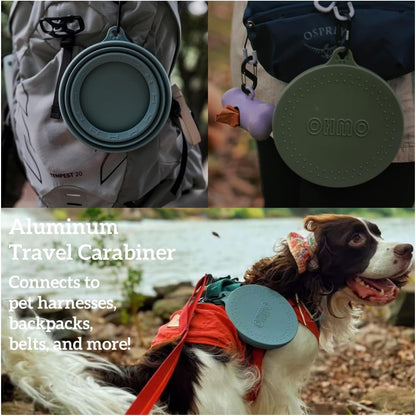 OHMO Lick Mat for Dogs and Cats(Small, Camo&Light Green, 2pcs)&No Spill Collapsible Dog Water Bowl