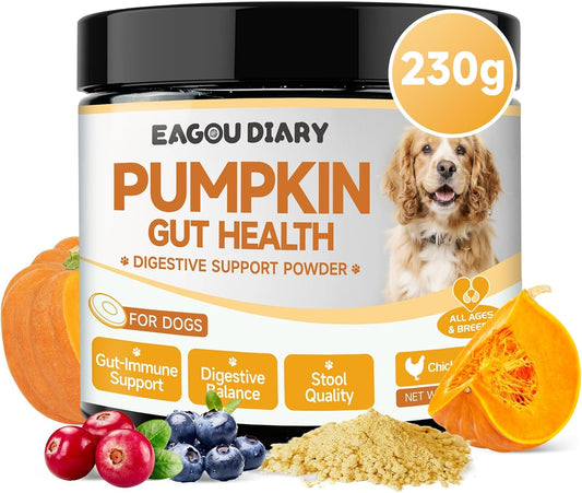 Pumpkin for Dogs - Pumpkin Powder for Dogs 8.11OZ, Digestion, Gut Health, Constipation Diarrhea Relief - Probiotics, Cranberry, Blueberry, Enzymes, Fiber Supplement Dog, to Make Pumpkins Puree for Dog