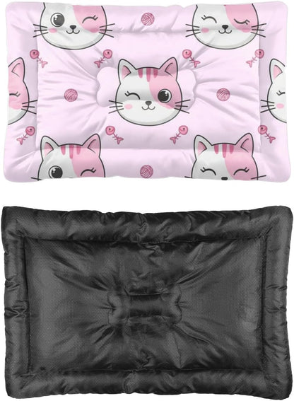 Comfy Dog Crate Mat with Anti-Slip Bottom, Cute Cats Dog Pillow Crate Pads Folding Bed Ultra Soft Cat Bed Mat for Indoor& Outdoor Sofa Cars, Machine Washable 24 X 18 Inch