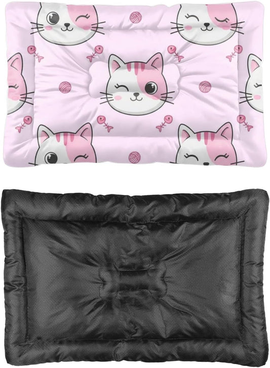 Comfy Dog Crate Mat with Anti-Slip Bottom, Cute Cats Dog Pillow Crate Pads Folding Bed Ultra Soft Cat Bed Mat for Indoor& Outdoor Sofa Cars, Machine Washable 24 X 18 Inch