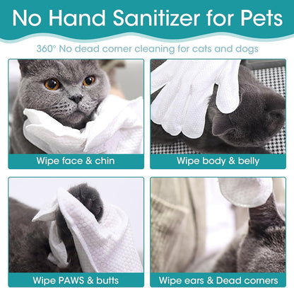 12PCS Pet Glove Bathing Wipes for Dogs Cats, Portable Thickened Safe Cleaning & Odor-Controlling Grooming Gloves, Nourish Fur Glove Wipes for Daily Care and Traveling, Rinse Free, Unscented. (2 Pack)