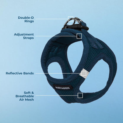 Best Pet Supplies Voyager Step-in Air Harness - All Weather Mesh, Reflective, No Pull Harness for Dogs, Cats - Secure with Hook & Loop Fastener, Buckle, Double D-Rings - Blue, XS