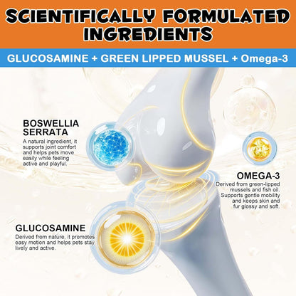 Hip & Joint Bites for Cats - Chicken Flavored Glucosamine Joint Supplement for Cats - Cat Joint Supplement for HIPS & Joints, Cat Arthritis Pain Relief, with Green Lipped Mussel, 3.7 oz