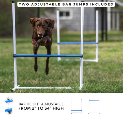 Better Sporting Dogs Agility Course Backyard Set - 7pc Indoor and Outdoor Agility Training Equipment for Dogs - 3 Jumps - 2 Tunnels with Sandbags - Weave Poles for Dog Obstacle Training