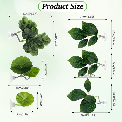 6 PCS Betta Fish Hammock Betta Leaf Aquarium Décor Simulating the Natural Habitat Fish Tank Accessories Multi Leaf Design with Suction Cup for Sleeping Resting Hiding Playing Breeding(Various Shapes)